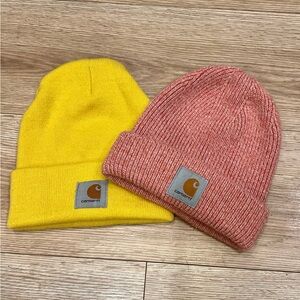 Carhartt Bright Yellow and Soft Pink Beanie Duo One Size Fits Most